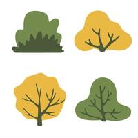 Four different types of trees in different colors vector