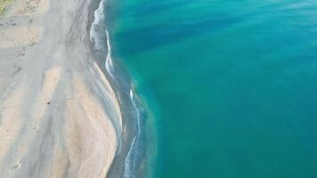 Slow Movement Of The Waves Crashing On The Shore Aerial video