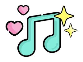 Colorful musical note icon with small star above in simple design. classic and easy to recognize. vector