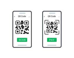 Contactless Mobile Payment. Smartphone QR Code Scanner. Smart Technology concept. Fast Noney Purchasing. vector