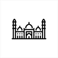 Big mosque front view outline icon. mosque building line art illustration vector