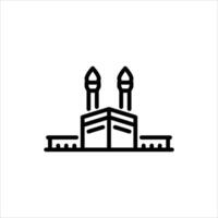 Kaaba mosque outline icon. Kaaba building line illustration vector