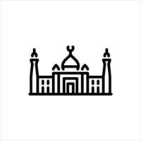 Big mosque architecture outline icon. mosque building line art illustration vector