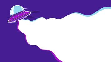 Unknown Flying Object on purple horizontal background with some copy space for text. UFO background illustration vector