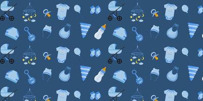 Seamless repeating pattern, background of children's elements for a boy. illustration. vector