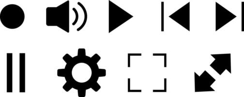 Media Player Buttons Icon Set. User Interface Elements. Music Player Buttons. Controls. vector
