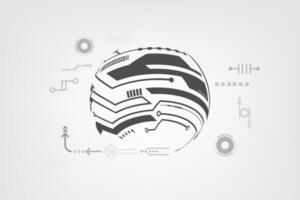 Abstract 3D globe with digital circuit lines and futuristic tech elements, symbolizing innovation technology and connectivity vector