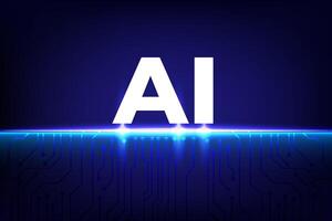Abstract digital AI concept with glowing circuit lines and futuristic tech interface on dark background vector