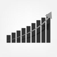 Growth of bar business graph stock market with up arrow and shadow vector