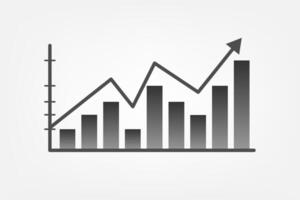 Rising stock market graph global market growth bars with an up arrow on a light black background vector