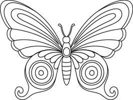 Simple butterfly coloring page for kids. vector