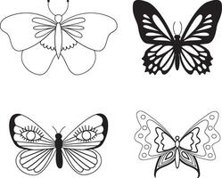 A collection of four different butterfly illustrations. vector