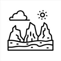 Alps object icon design black and white with bold outline vector