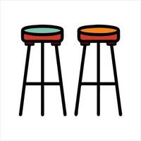 Flat stool object icon design concept vector