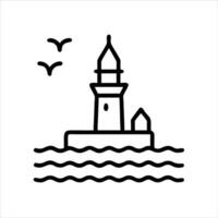 Lighthouse object icon design black and white with bold outline vector