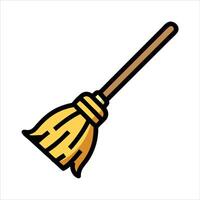 Flat broom object icon modern design concept isolated vector