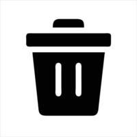 Bin object icon design black and white with bold outline vector