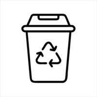 Recycle bin object icon design black and white with bold outline vector