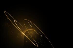 Abstract chaos, gold wave line pattern, flow line and particle dot on dark color background vector