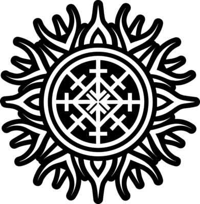 A filled style icon of rune tattoo
