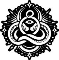 A black and white snake with a star in the middle vector