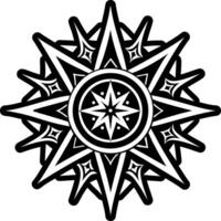 A black and white design of a star with a star in the center vector