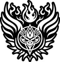 A solid style icon of burning wings symbol vector