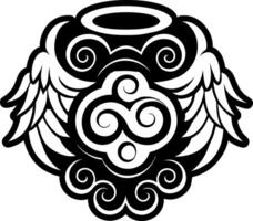A glyph style icon of angelic swirl tattoo vector