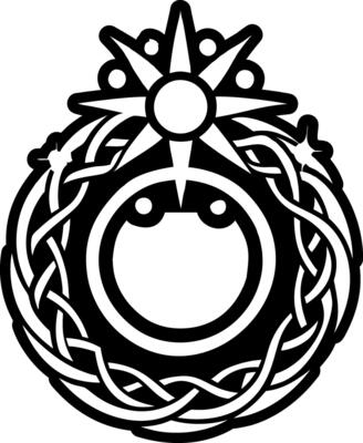 A filled style icon of interlocking ring symbol