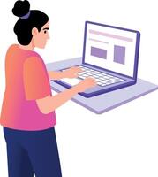 Flat style illustration showing a session of digital learning vector
