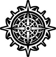 A black and white compass with a star in the center vector