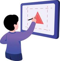 Flat style illustration showing a student writing on a board vector