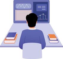 A flat style illustration showing a student doing online study vector