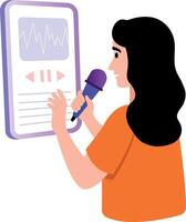 Flat style illustration depicting a character doing language practice vector