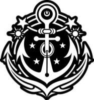 An anchor and stars on a black and white background vector