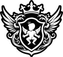 A glyph style icon of angel crest tattoo vector