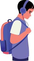 A flat style illustration showing a student listening audio course vector