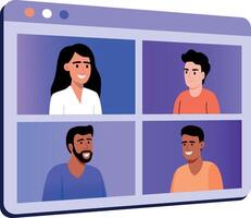 A flat style illustration showing students join virtual classroom vector