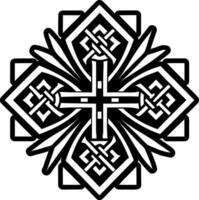 Cross pattern icon in solid style vector