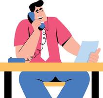 Flat style illustration depicting a character in a call interview vector