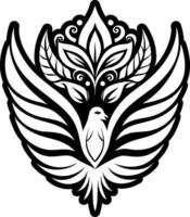 A black and white logo with a bird on it vector