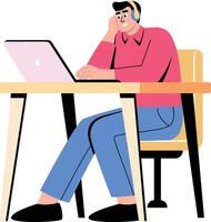 Flat style illustration depicting a character taking virtual interview vector