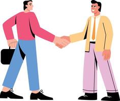 Flat illustration depicting a professional handshake between two characters vector