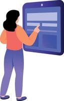 Flat style illustration depicting a student doing digital education vector