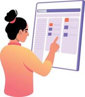 A flat style illustration showing a student doing study planning vector