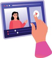 Flat style illustration showing a learning tutorial vector