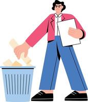 Flat style illustration showing a character crimping paper vector