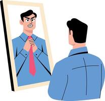 Flat style illustration showing a character adjusting tie neatly vector