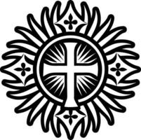 A solid style icon of holy cross tattoo vector