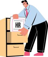 Flat style illustration showing a character setting an office drawer vector